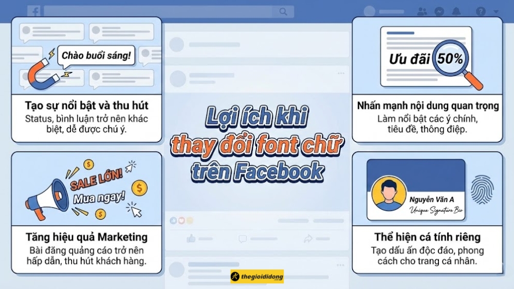 Lợi ích khi thay đổi font chữ trên Facebook Lợi ích khi thay đổi font chữ trên Facebook