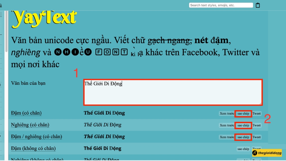 Thay đổi font chữ bằng YayText Thay đổi font chữ bằng YayText