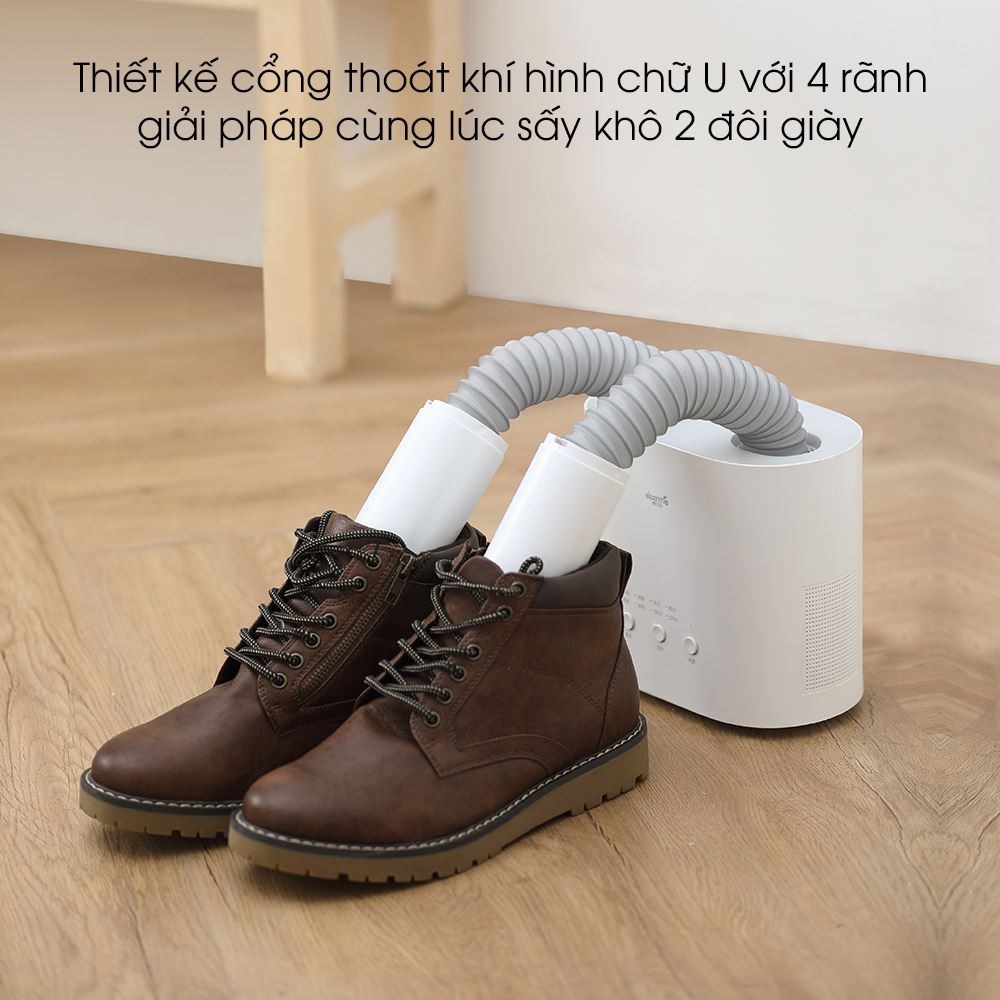 Deerma DEM-HX10W có các chế độ sấy chuyên biệt như Thường, Ozon, Giày thể thao và Giày Da, đảm bảo phù hợp cho mọi chất liệu