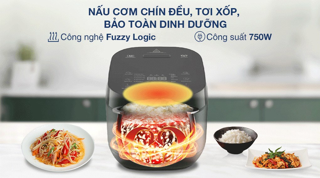 Nồi cơm điện tử Tefal 1.8 lít Delirice Plus RK776B68 nấu cơm ngon nhờ công nghệ Fuzzy Logic