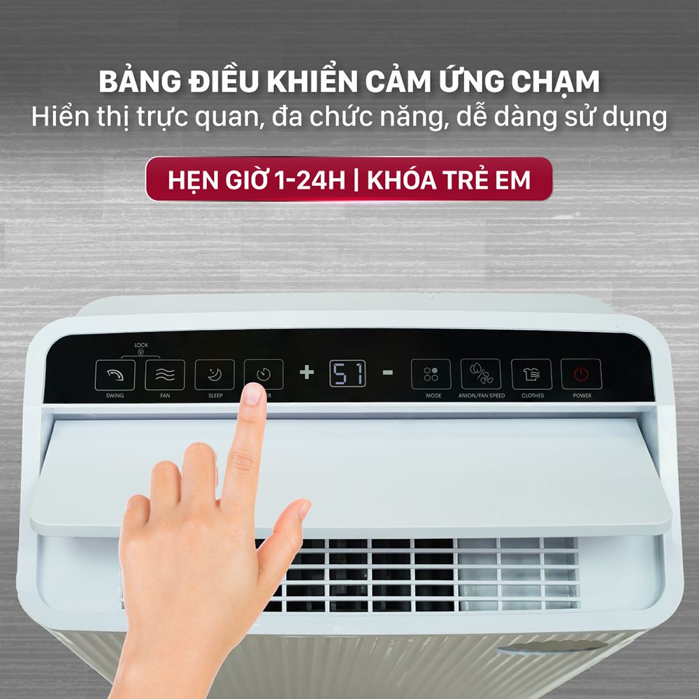 Cài đặt mức hiển thị độ ẩm trên máy hút ẩm FUJIHOME DH25W-HEPA