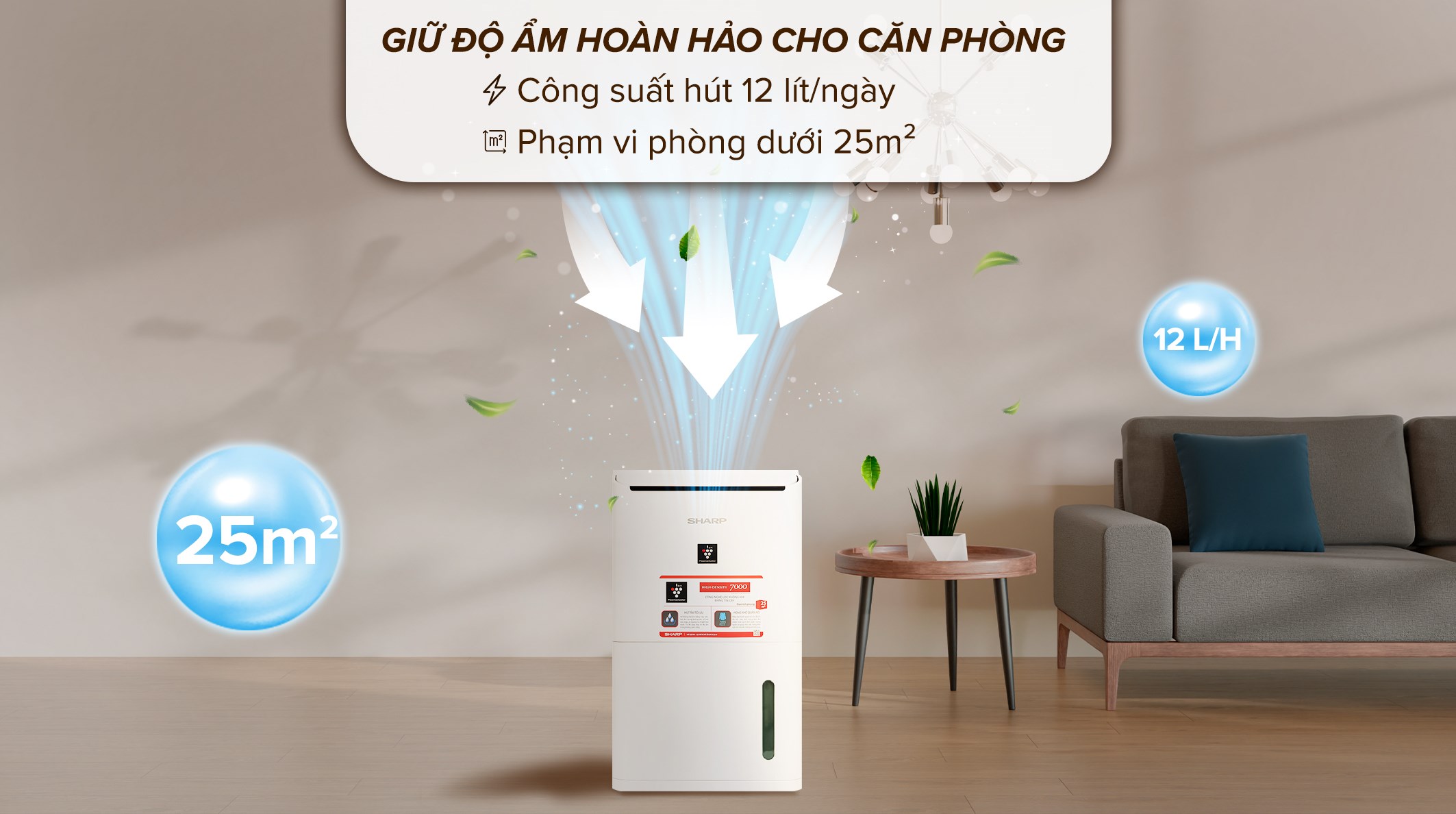 Máy hút ẩm Sharp DW-D12A-W giúp không gian sạch thoáng và dễ chịu