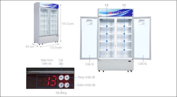 Cách cài đặt nhiệt độ tủ mát Alaska 2 – 3 cánh điều khiển điện tử màn hình LED