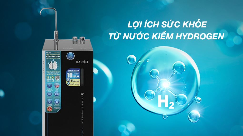Máy lọc nước RO Hydrogen ion kiềm Karofi KAE-S66 12 lõi hỗ trợ cải thiện sức khỏe