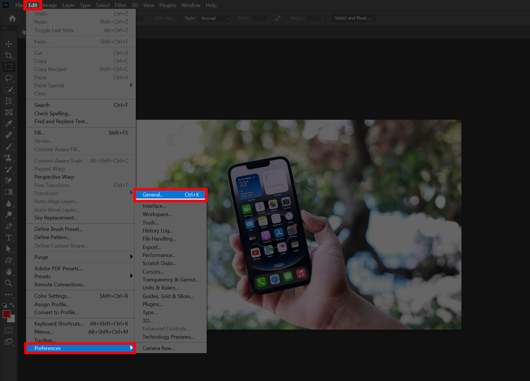 Cách sữa lỗi bị mất thanh công cụ trong Photoshop Cách sữa lỗi bị mất thanh công cụ trong Photoshop