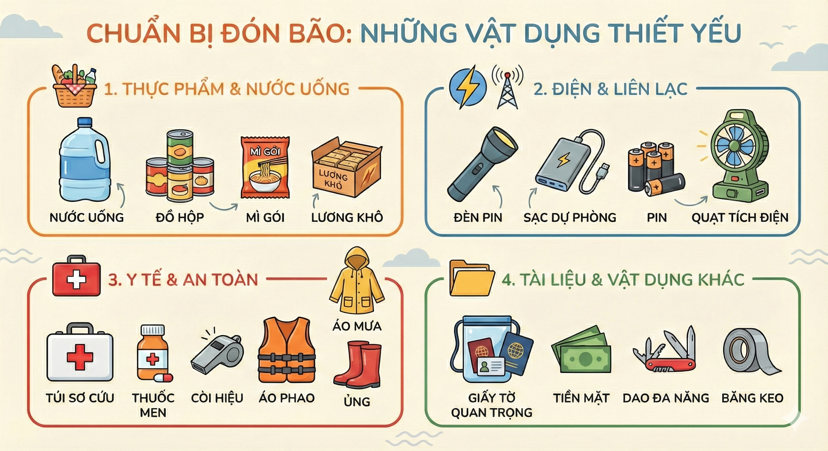 Những Vật Dụng Cần Chuẩn Bị Trước Bão Những Vật Dụng Cần Chuẩn Bị Trước Bão