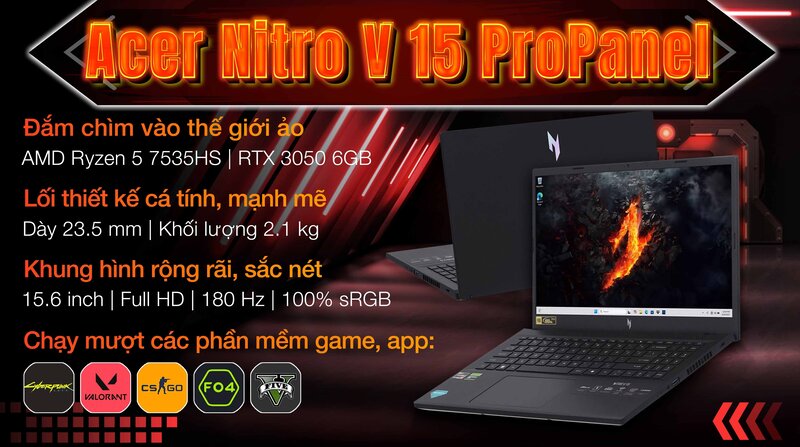 Acer Nitro ProPanel ANV15-41-R9M1 sở hữu màn hình tần số quét 180Hz Acer Nitro ProPanel ANV15-41-R9M1 sở hữu màn hình tần số quét 180Hz