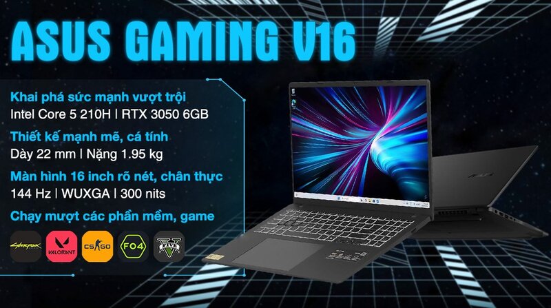 Asus Gaming V16 V3607VJ màn hình 16 inch WUXGA và RAM DDR5 tốc độ cao Asus Gaming V16 V3607VJ màn hình 16 inch WUXGA và RAM DDR5 tốc độ cao