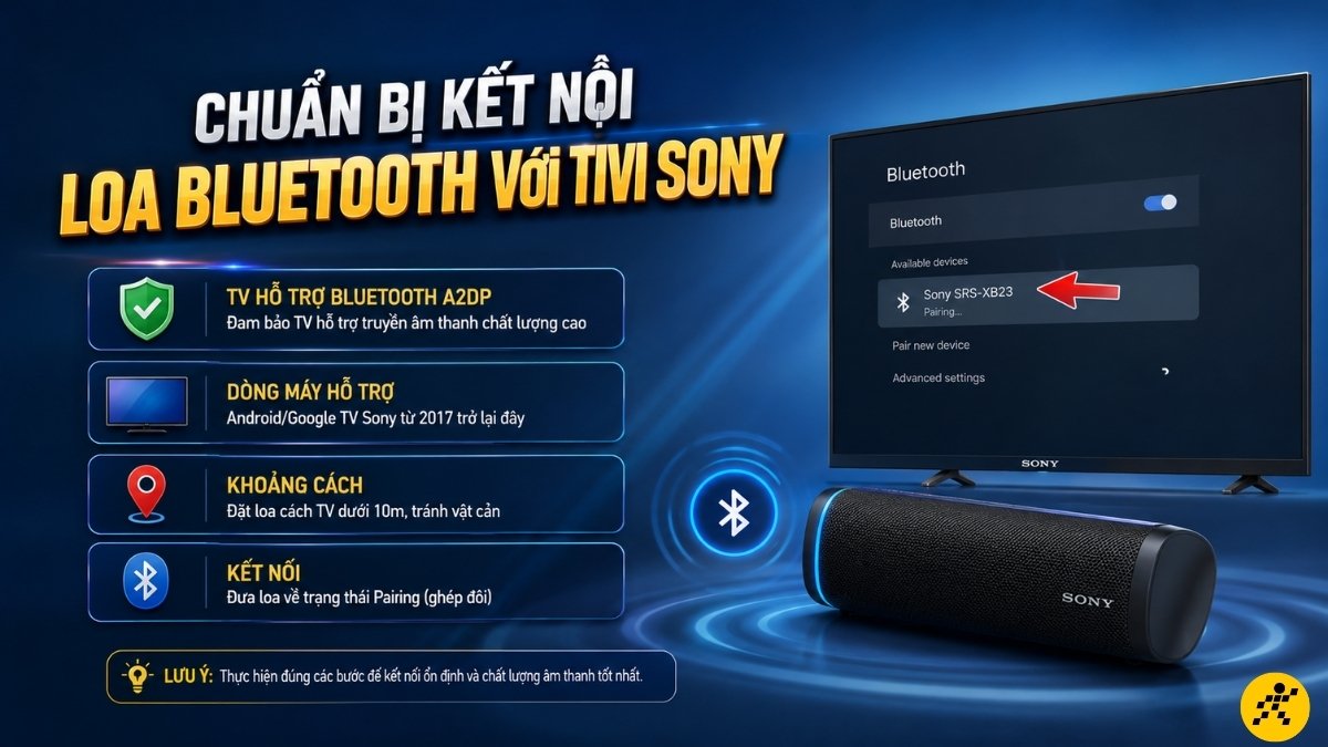Chuẩn bị để kết nối thành công loa bluetooth với tivi Sony Chuẩn bị để kết nối thành công loa bluetooth với tivi Sony