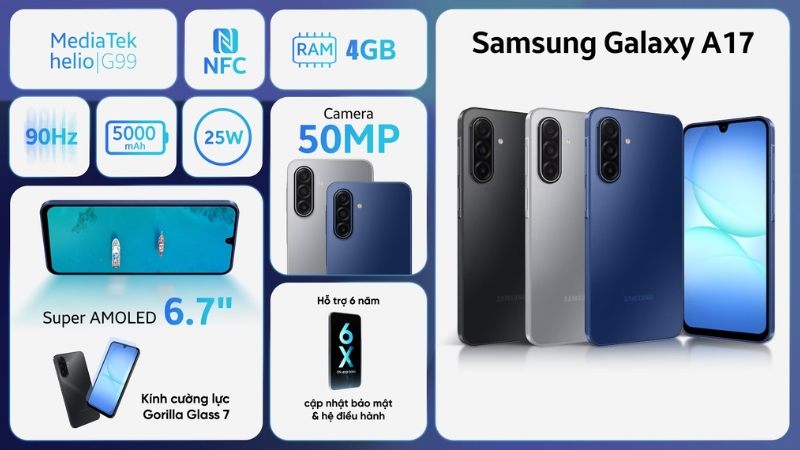Điện thoại Samsung Galaxy A17 4GB/128GB