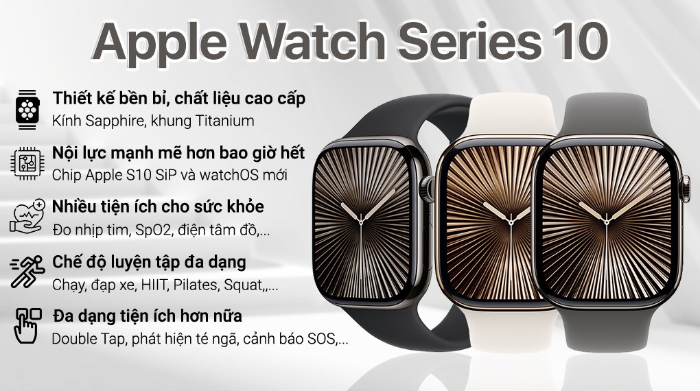 Apple Watch Series 10 GPS + Cellular 46mm viền Titanium dây thể thao Apple Watch Series 10 GPS + Cellular 46mm viền Titanium dây thể thao