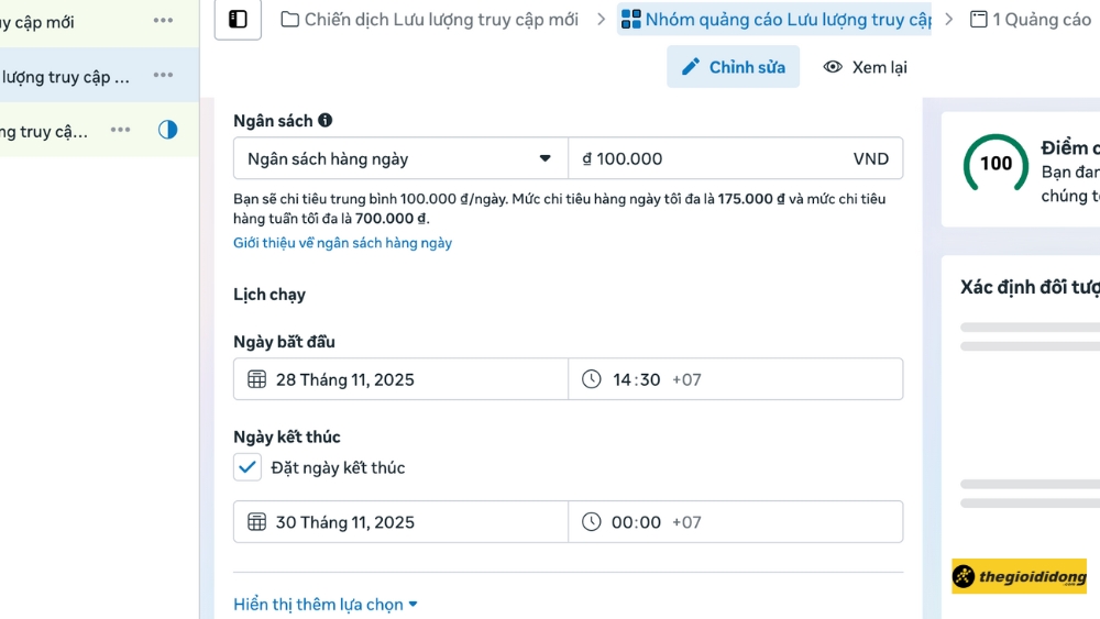 Thiết lập ng&acirc;n s&aacute;ch v&agrave; lịch chạy