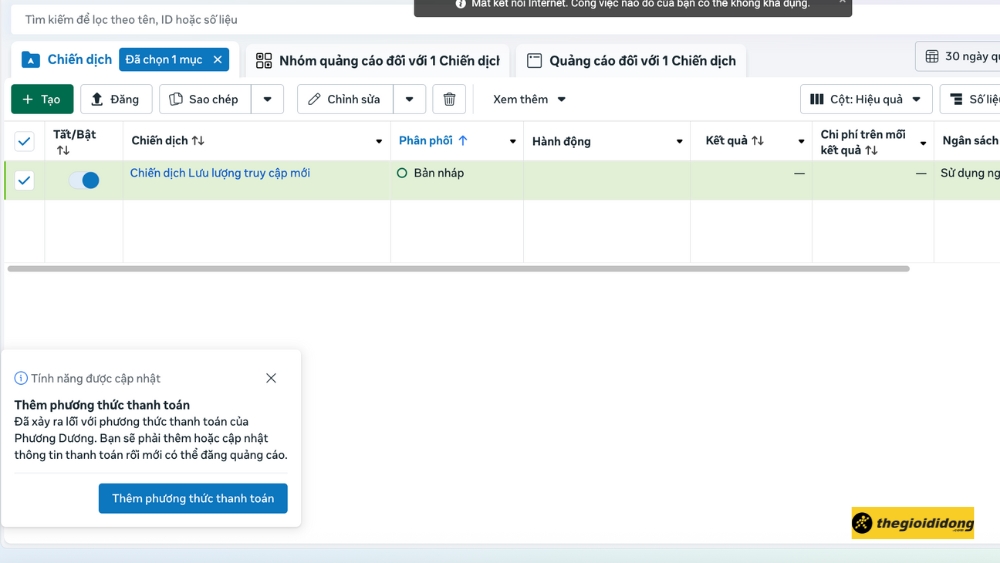 Nhấn n&uacute;t Th&ecirc;m phương thức thanh to&aacute;n