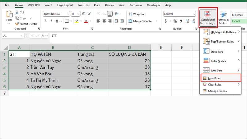 Conditional Formatting > New Rule