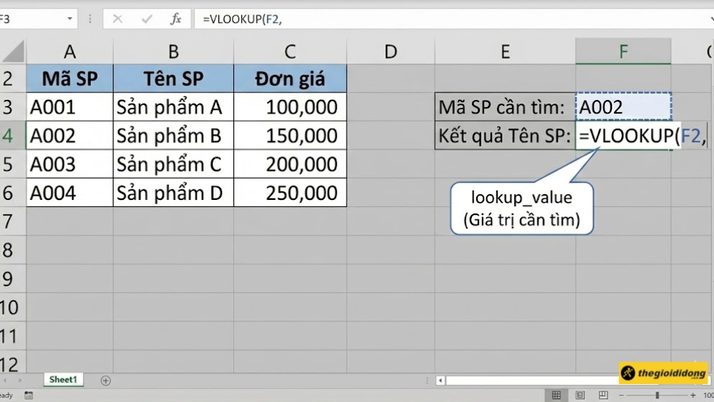 Tham số 1: lookup_value Tham số 1: lookup_value