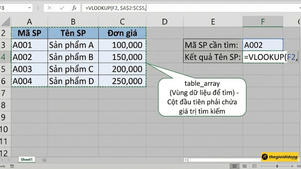 Tham số 2: table_array Tham số 2: table_array