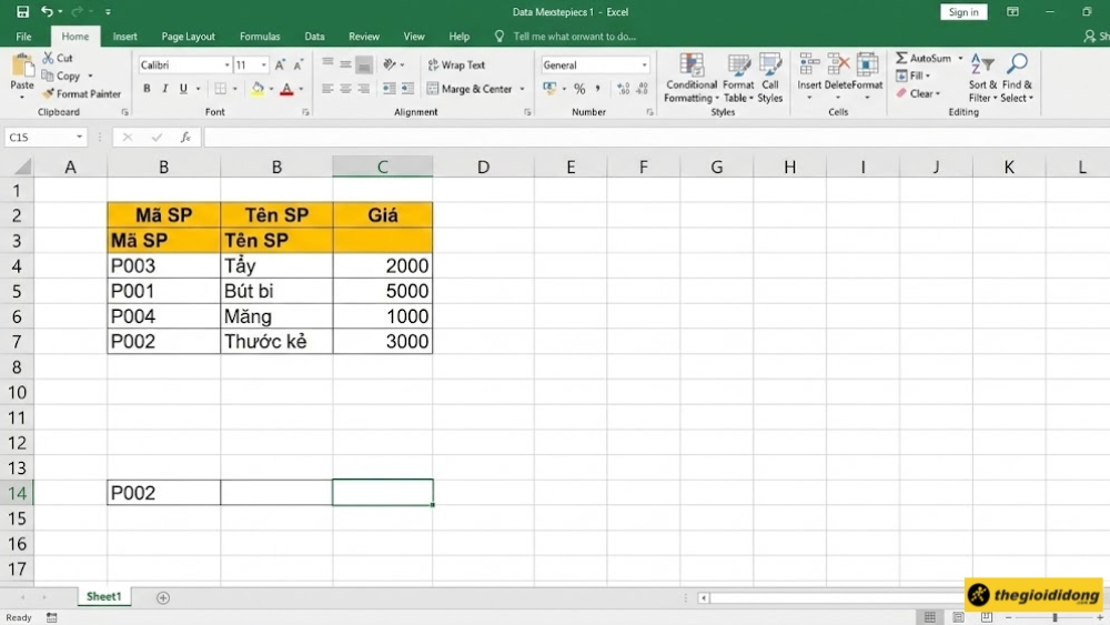 Bảng dữ liệu chưa sắp xếp Bảng dữ liệu chưa sắp xếp