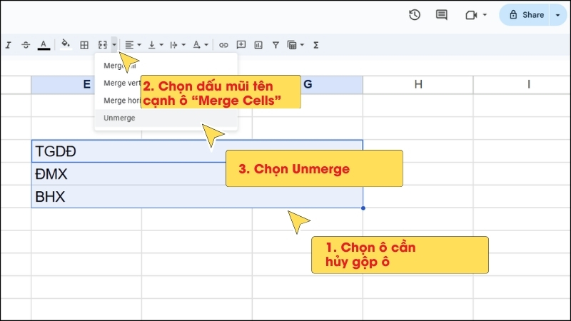 Unmerge Cells