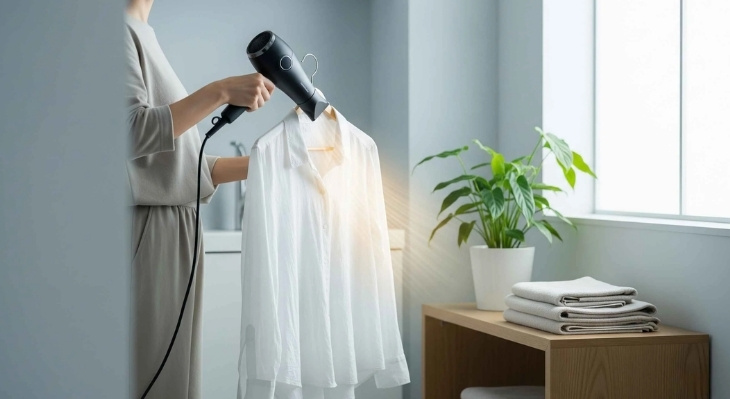 Sử dụng máy sấy tóc cho các nếp gấp nhỏ