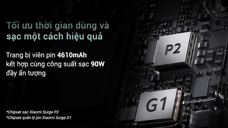 Pin lớn 4610 mAh cùng sạc nhanh công suất đến 90W Pin lớn 4610 mAh cùng sạc nhanh công suất đến 90W