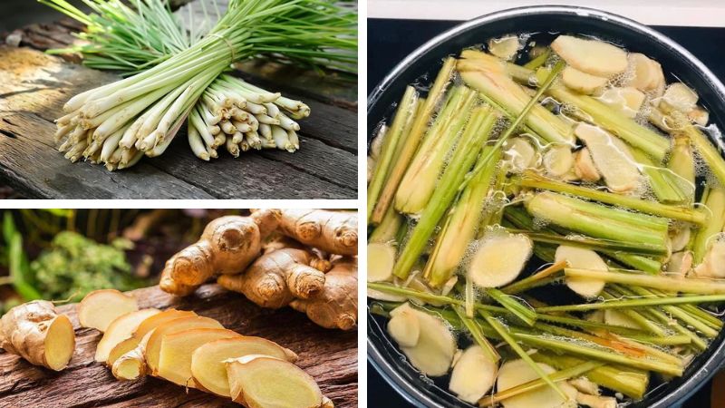 Sả v&agrave; gừng chứa nhiều tinh dầu rất tốt để x&ocirc;ng hơi giải cảm