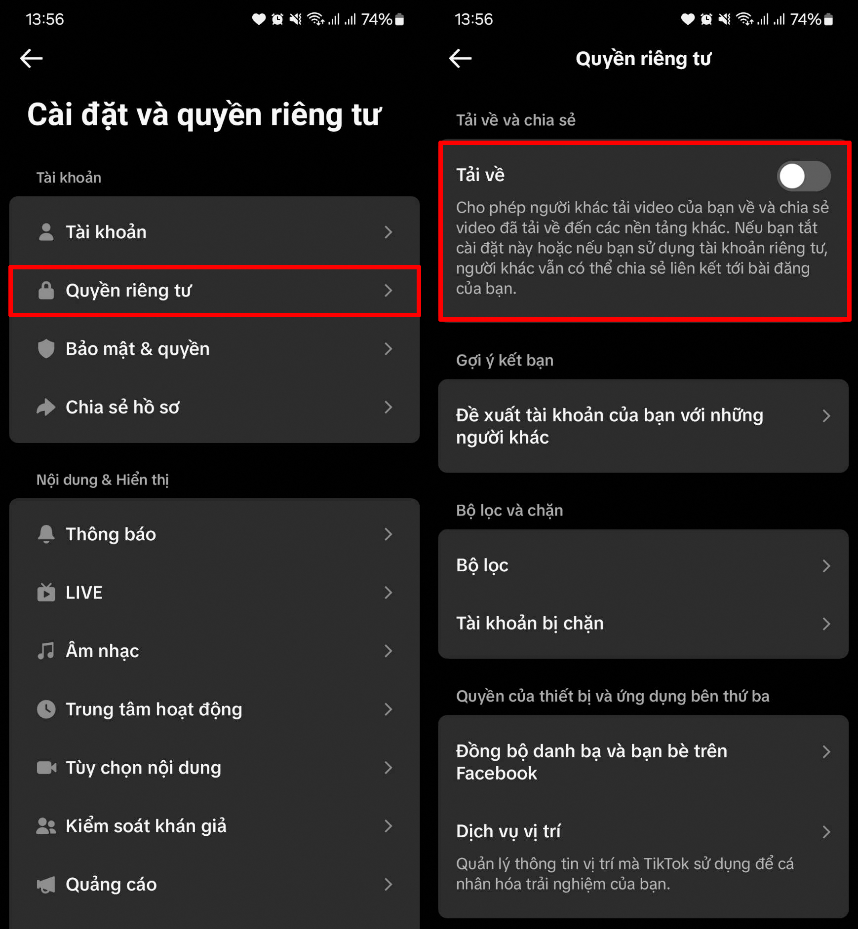 Cách tắt lưu video trên TikTok Cách tắt lưu video trên TikTok