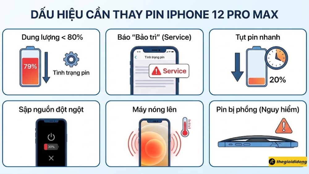 Dấu hiệu cần thay pin iPhone 12 Pro Max