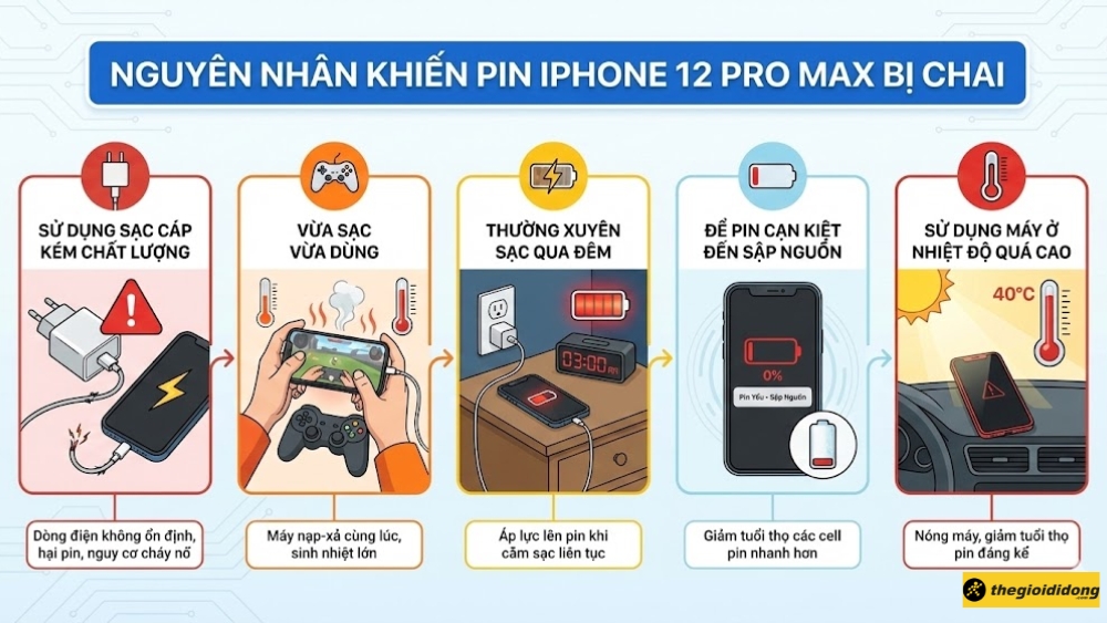 Nguy&ecirc;n nh&acirc;n khiến pin iPhone 12 Pro Max bị chai