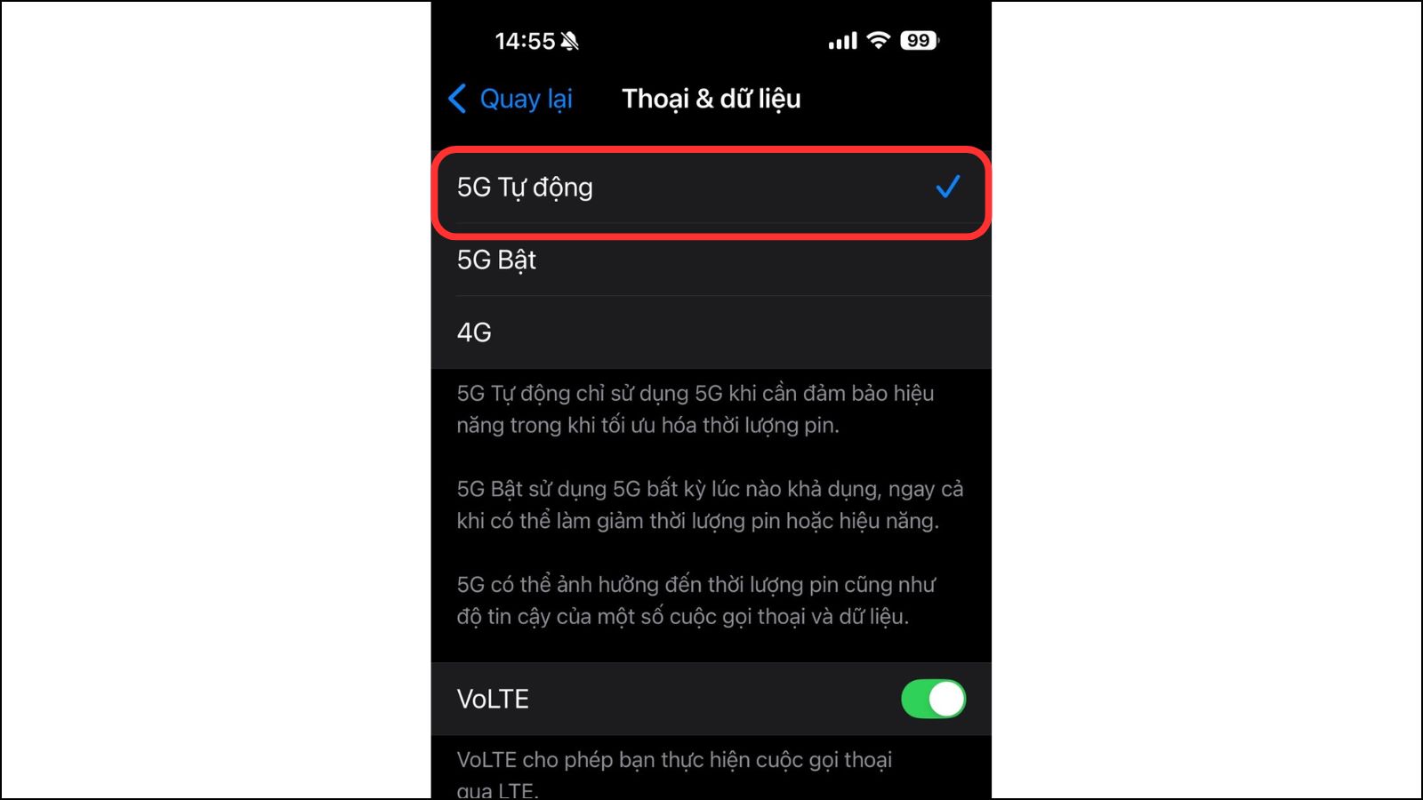 Chọn 5G Tự động