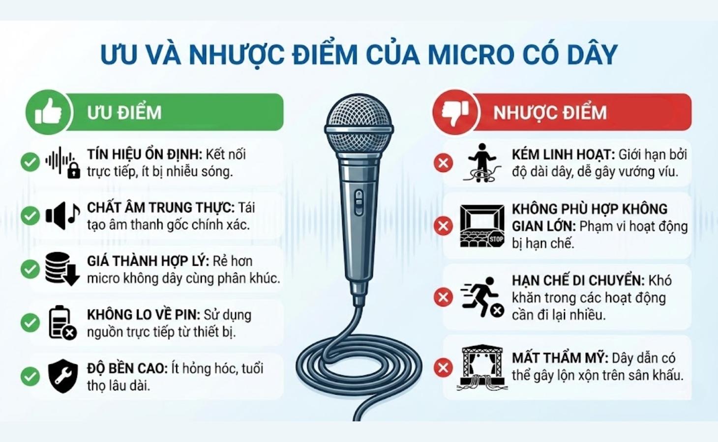 Ưu và nhược điểm micro có dây Ưu và nhược điểm micro có dây