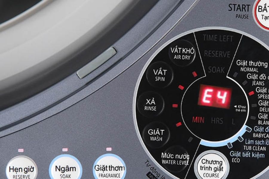Dấu hiệu nhận biết máy giặt Toshiba báo lỗi E4