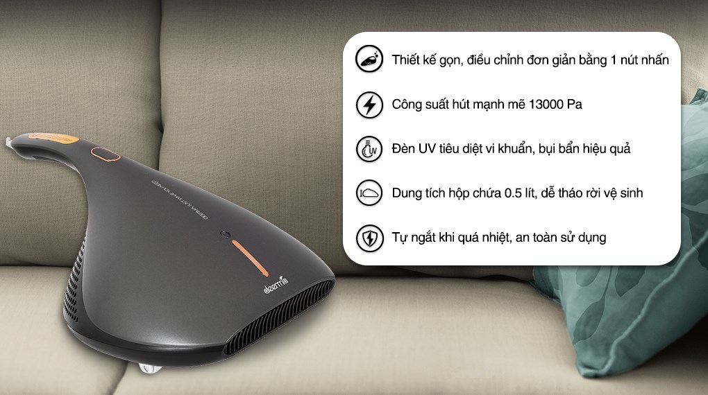 Máy hút bụi đệm giường Deerma EX919 sử dụng công nghệ lốc xoáy Pro Cyclone, Rocket Vacuum mang lại hiệu quả hút và nén bụi cao giúp tăng tốc độ hút
