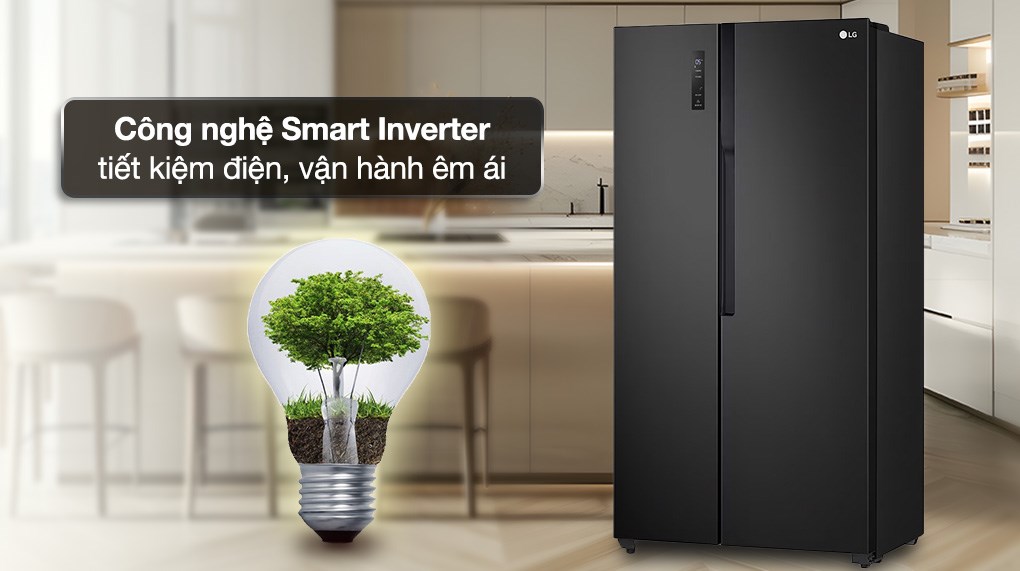 Tủ lạnh LG Inverter 519 lít Side By Side GR-B256BL tiết kiệm điện năng hiệu quả