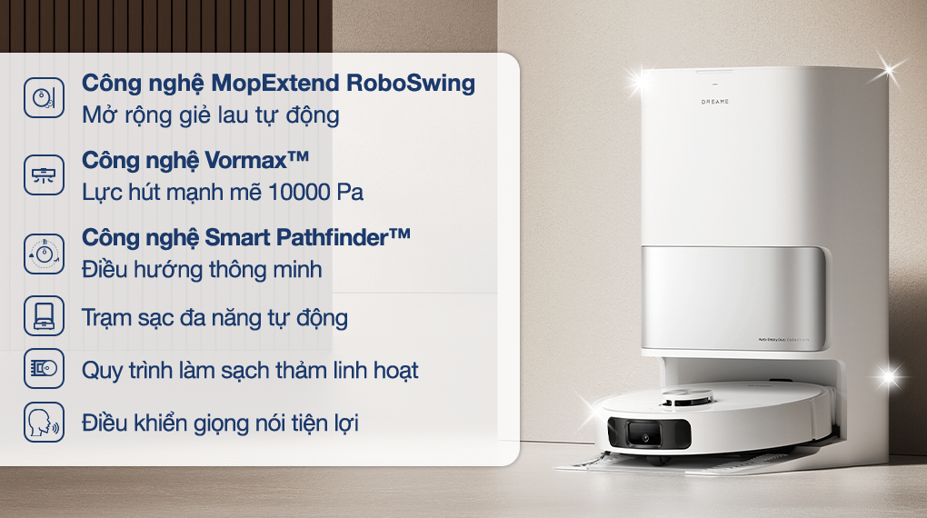 Robot hút bụi lau nhà Dreame L10S Ultra Gen 2.0 có thể tự động quay về đế sạc khi phát hiện dung lượng pin thấp