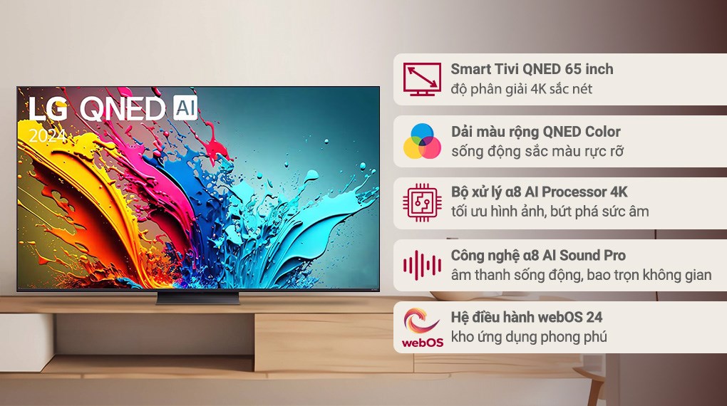 Smart Tivi QNED LG AI 4K 65 inch 65QNED86TSA