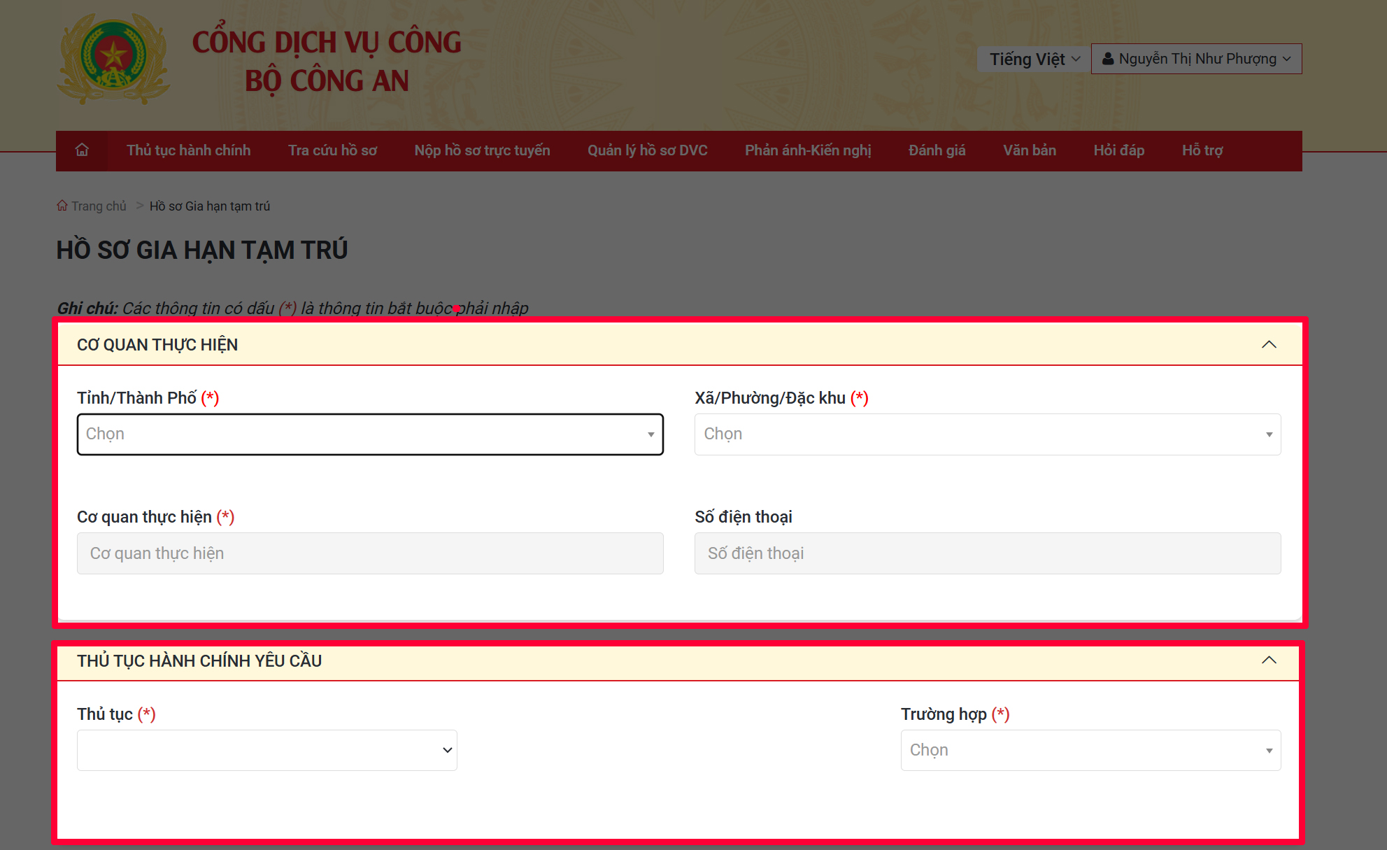 Cách gia hạn tạm trú online