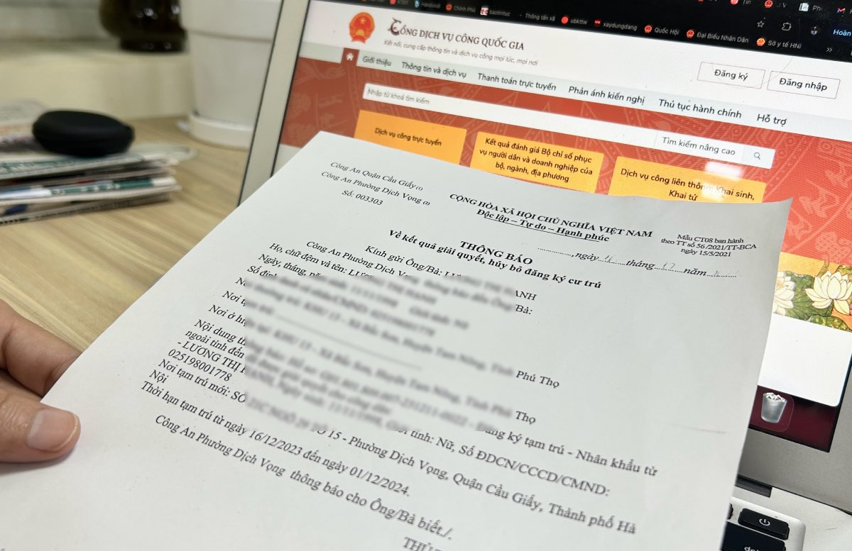 Cách gia hạn tạm trú online