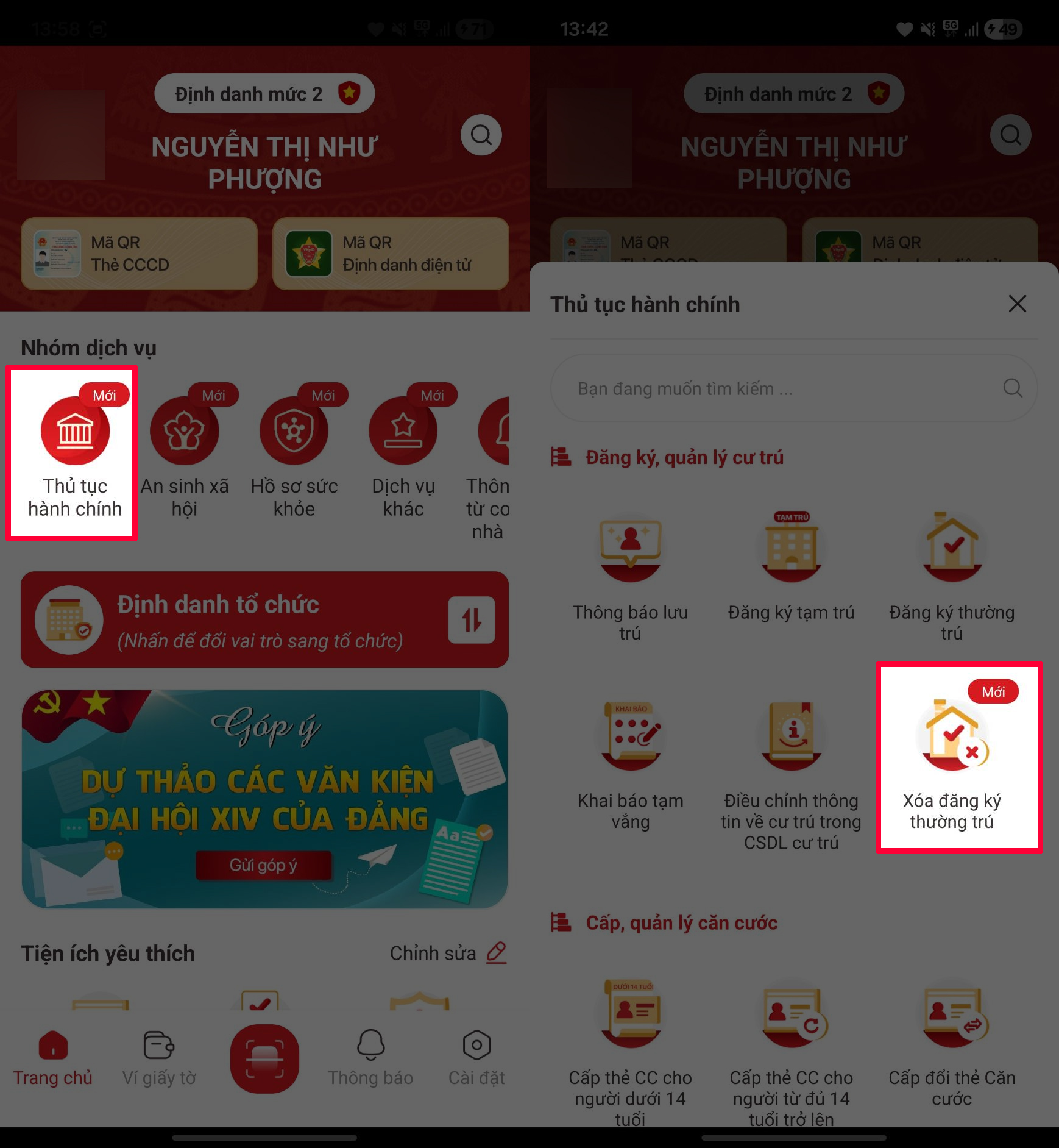 Cách xóa đăng ký thường trú trên VNeID Cách xóa đăng ký thường trú trên VNeID