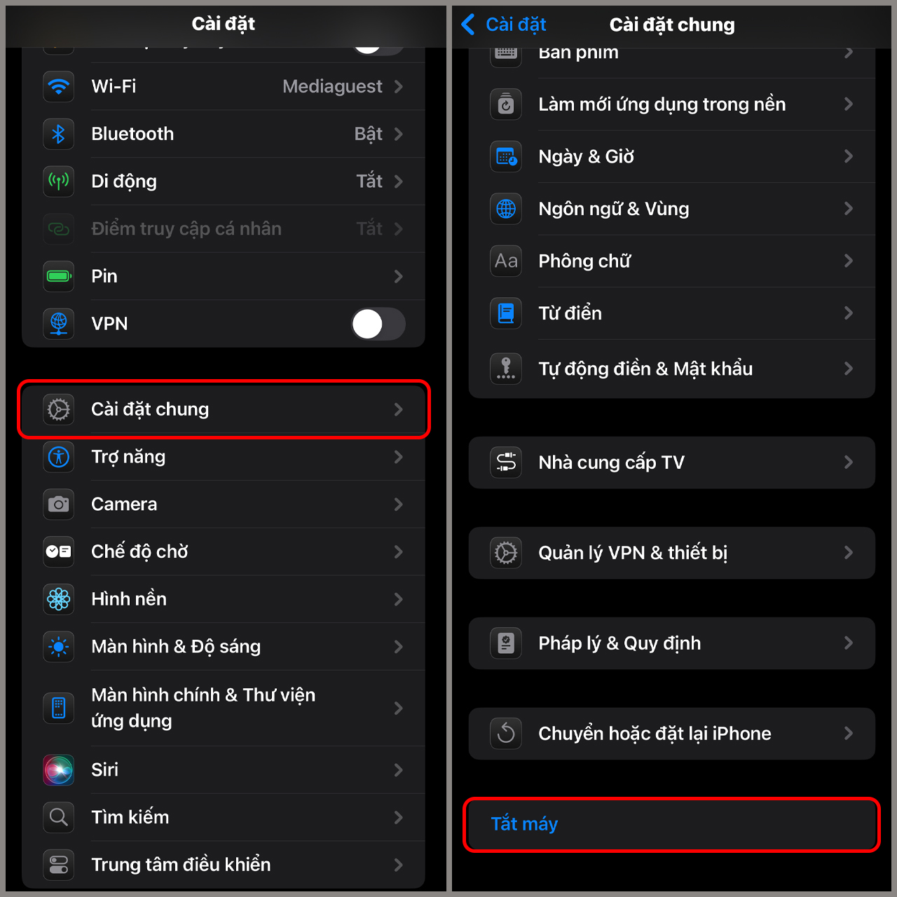 Cách tắt nguồn iPhone trong cài đặt Cách tắt nguồn iPhone trong cài đặt