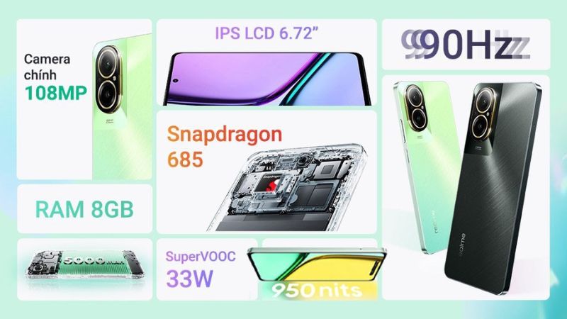 Chip Snapdragon 685, RAM 8GB và bộ nhớ trong 256GB