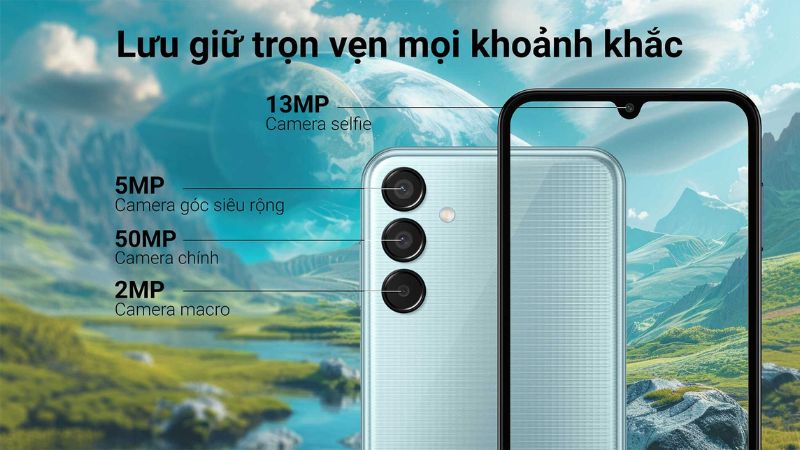 Máy sở hữu camera chính 50MP, camera góc siêu rộng 5MP