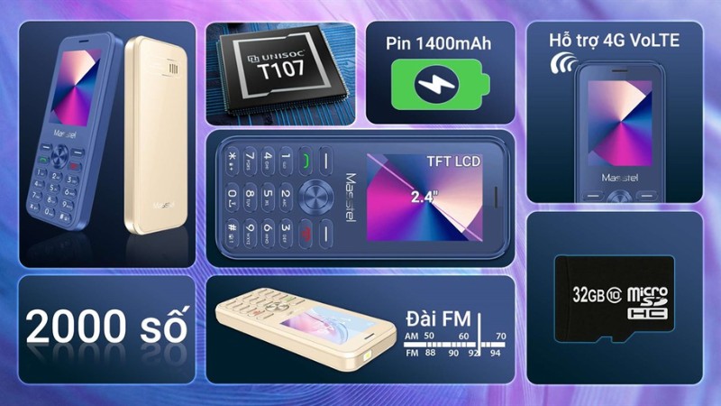 Màn hình 2.4 inch, hỗ trợ 2 SIM