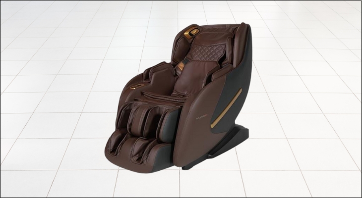 Ghế massage Poongsan MCP-141-BR với trục SL ôm sát dáng người, chăm sóc từ cổ vai, lưng đến bắp chân liền mạch