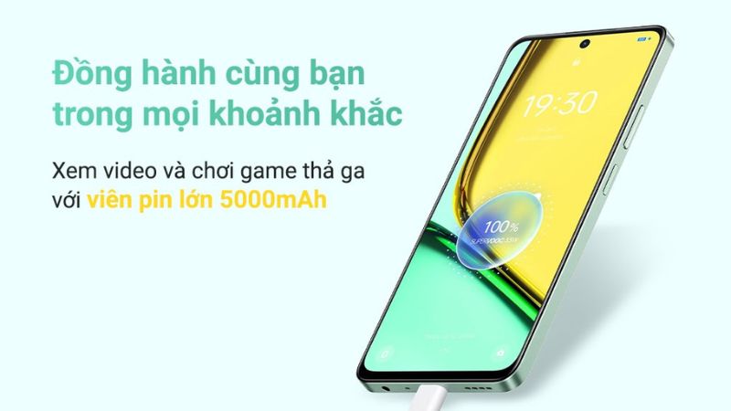 Viên pin dung lượng 5000 mAh, hỗ trợ sạc nhanh 33W