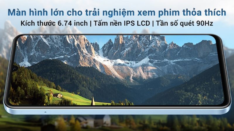 Màn hình 6.74 inch, độ phân giải HD+