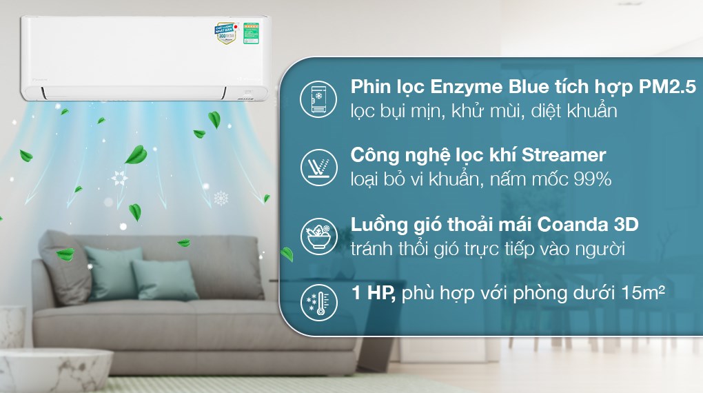 Máy lạnh Daikin Inverter 9200 BTU FTKY25WMVMV có chế độ quạt gió của một máy lạnh có 4 tốc độ là: Auto - Low - Mid - High