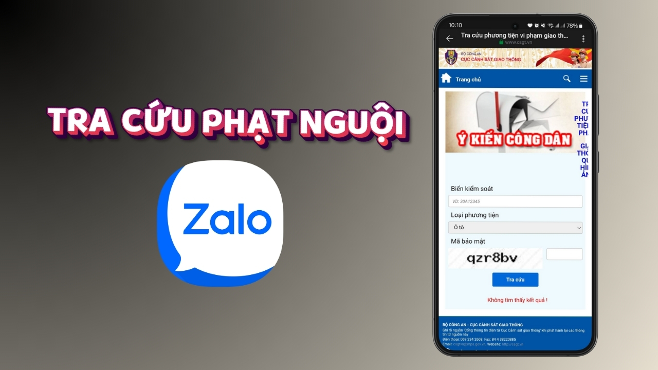 Cách kiểm tra phạt nguội trên Zalo