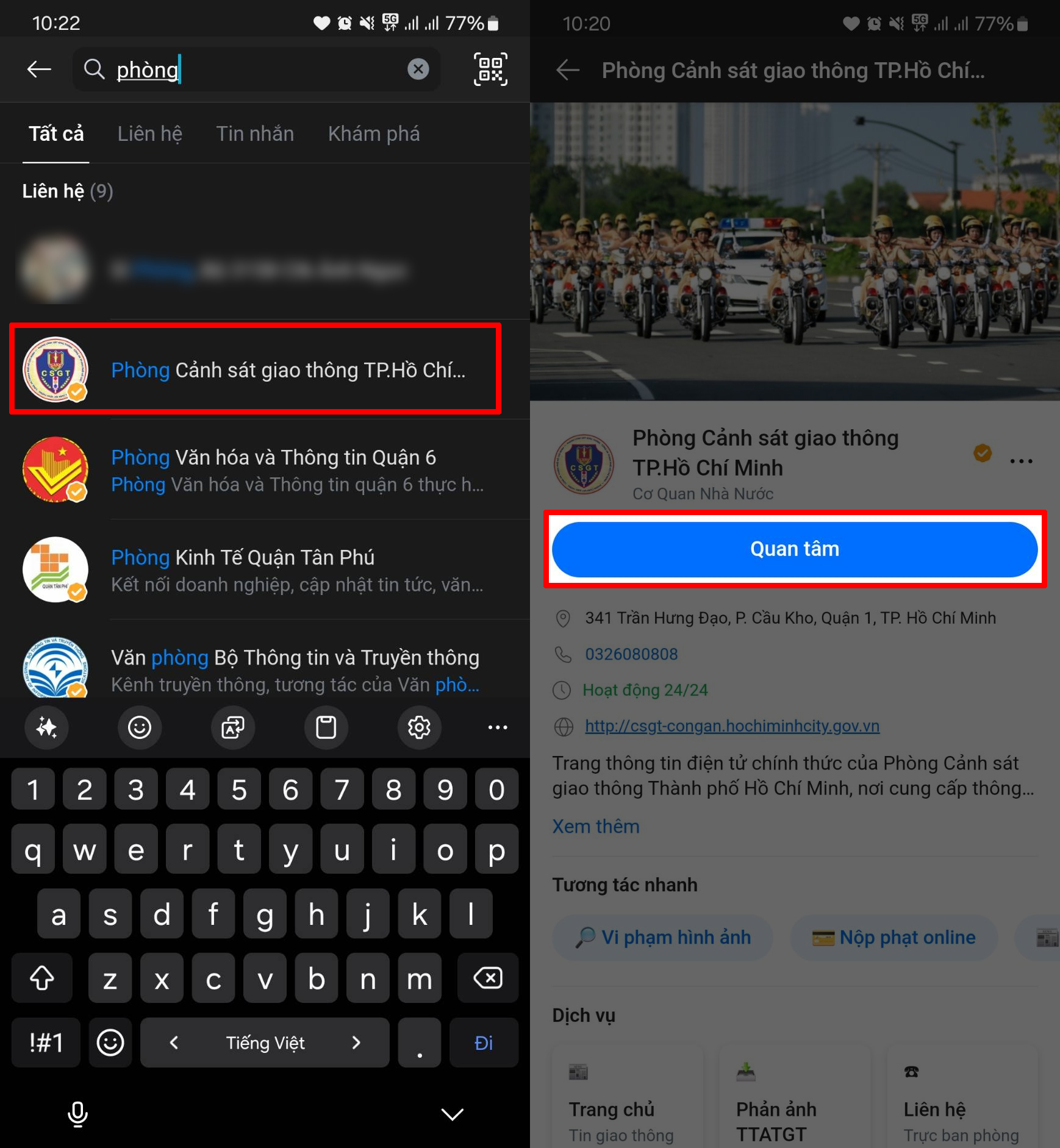 Cách kiểm tra phạt nguội trên Zalo