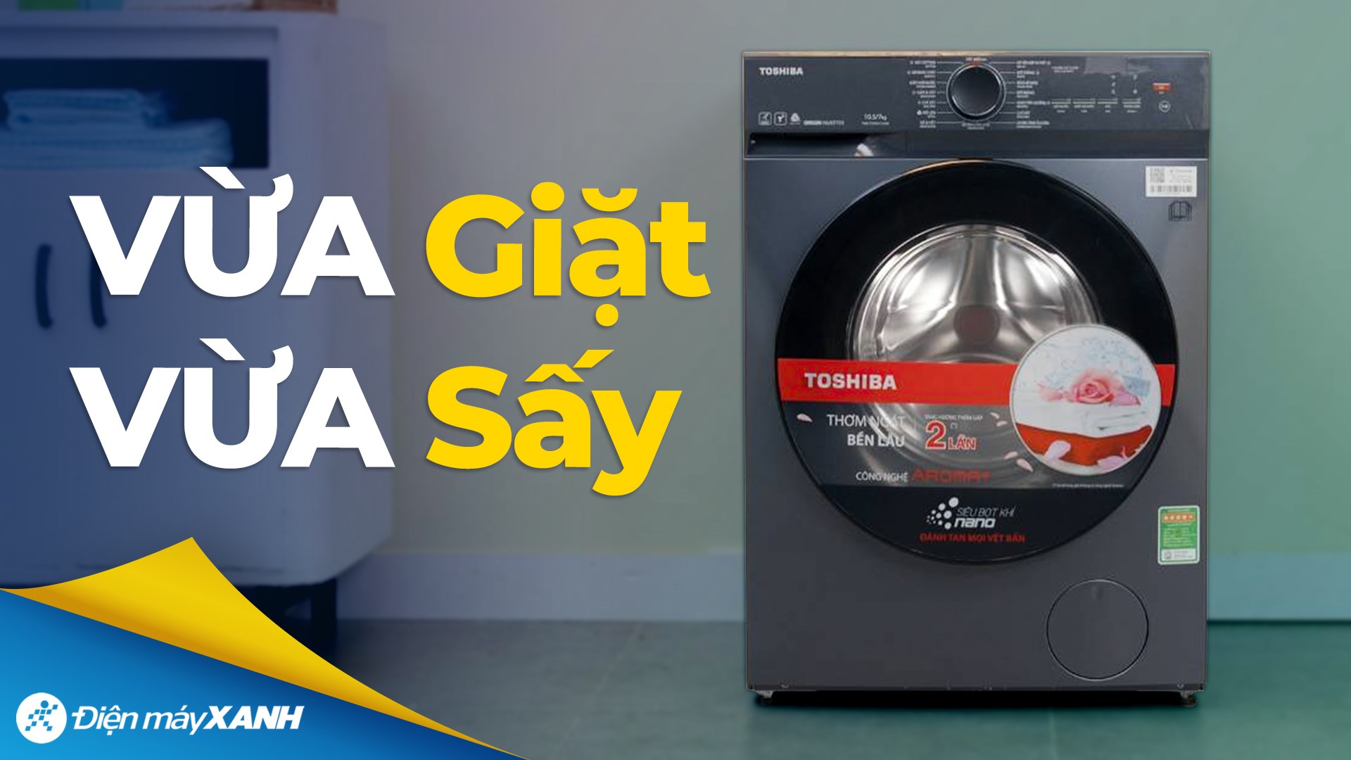 Máy giặt sấy Toshiba Inverter giặt 10.5 kg - sấy 7 kg TWD-T21BU115UWV(MG) có chế độ vắt khô, giúp tiết kiệm thời gian phơi khô hiệu quả