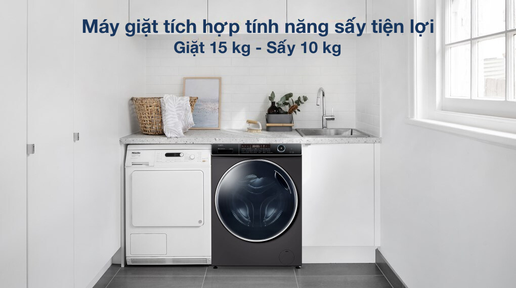 Máy giặt sấy Aqua AQD-AH1500H PS sở hữu chế độ giặt nước nóng, giúp loại bỏ các vết bẩn cứng đầu